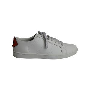 Saint Laurent Lips Classic Court Sneakers in White Leather